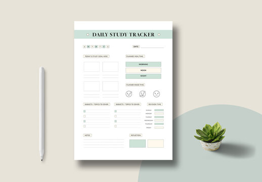 Daily Study Tracker Template Layout