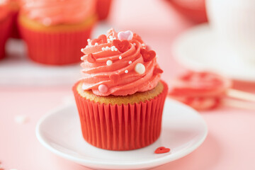Homemade cupcakes with whipped cream for Holidays