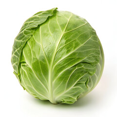 Fototapeta premium Fresh Green Cabbage Vegetable, on White