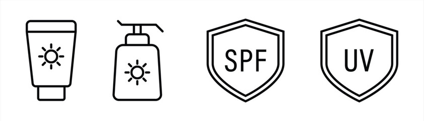 Set of Sunscreen and SPF Protection Icon
