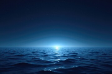 Obraz premium Stunning Night Sky over Calm Ocean Dark Blue Sea Stars and Moonlight