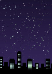 星空×ビル(深紫)