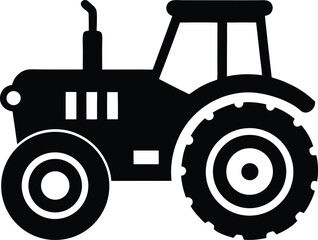 Classic American Farm Tractor Silhouette Minimalist Bold Black Design