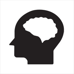 Human brain icon in line style. For your design, logo. Vector illustration. Editable Stroke.