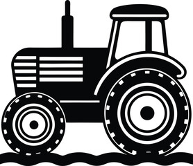 Classic American Farm Tractor Silhouette Minimalist Bold Black Design
