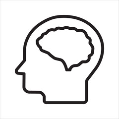 Human brain icon in line style. For your design, logo. Vector illustration. Editable Stroke.