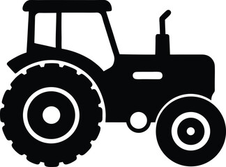 Classic American Farm Tractor Silhouette Minimalist Bold Black Design