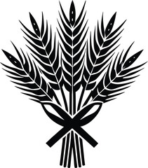 Minimalist Black Wheat Sheaf Silhouette Rustic Farm Patriotic Design