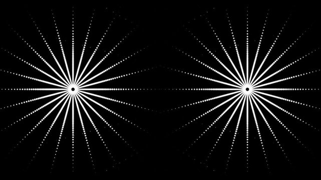 Starburst Dots Animation with Radial Symmetry Black and White , Striking Dramatic Hypnotic Mesmerizing Visual 4K Stock Video