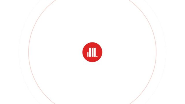 red media paly button or video button icon animation With Equalizer effect
