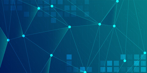 Digital technology banner blue green background concept, cyber technology light effect, abstract tech, innovation future data, internet network, Ai big data, lines dots connection, illustration vector