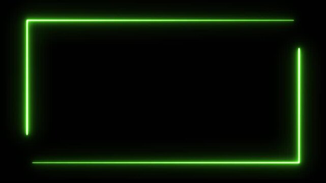 Abstract neon rectangle frame screen animation isolated on black background