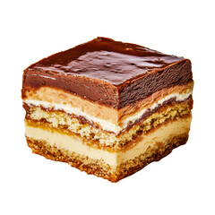 Delicious layered dessert with chocolate, cream, and sponge cake, perfect for celebrations or a sweet treat, showcasing rich textures and colors