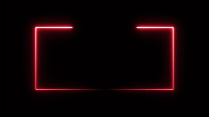 Glowing neon rectangles border frame animation isolated on black background - Powered by Adobe