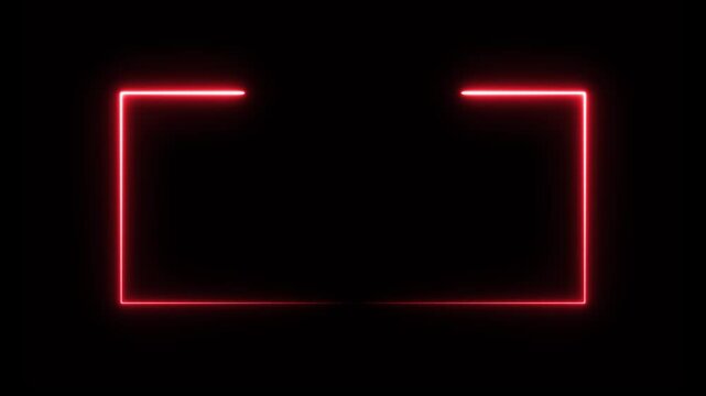 Glowing neon rectangles border frame animation isolated on black background
