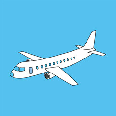 White airplane on a blue background