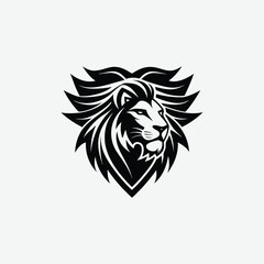 Bold Minimalist Lion Logo Design – Abstract Black Silhouette on White Background for Authority and Leadership