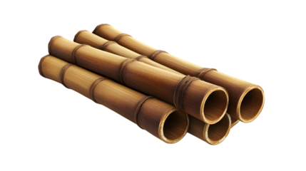 Realistic 3D Bamboo Stick Isolated on Transparent Background for Design Projects