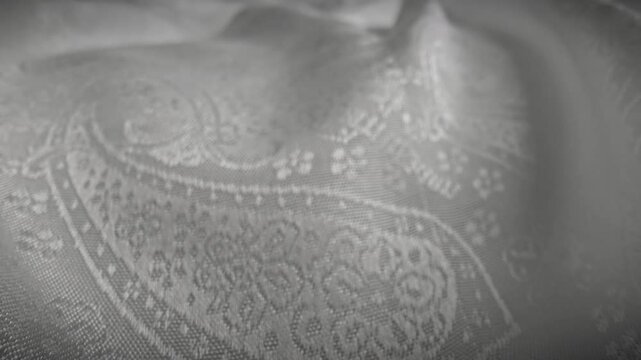 Elegant Silver Fabric with Intricate Pattern