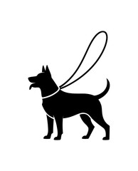 Dog with leash vector illustration silhouette