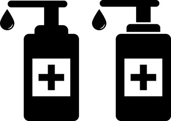 hand sanitizer bottle icon.  washing gel. Disinfection symbol. Waterless hand cleaner.  medical and healthcare. infection control concept. Disinfectant spray
