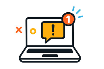 Notification alert displayed on a laptop screen emphasizing digital communication and online engagement