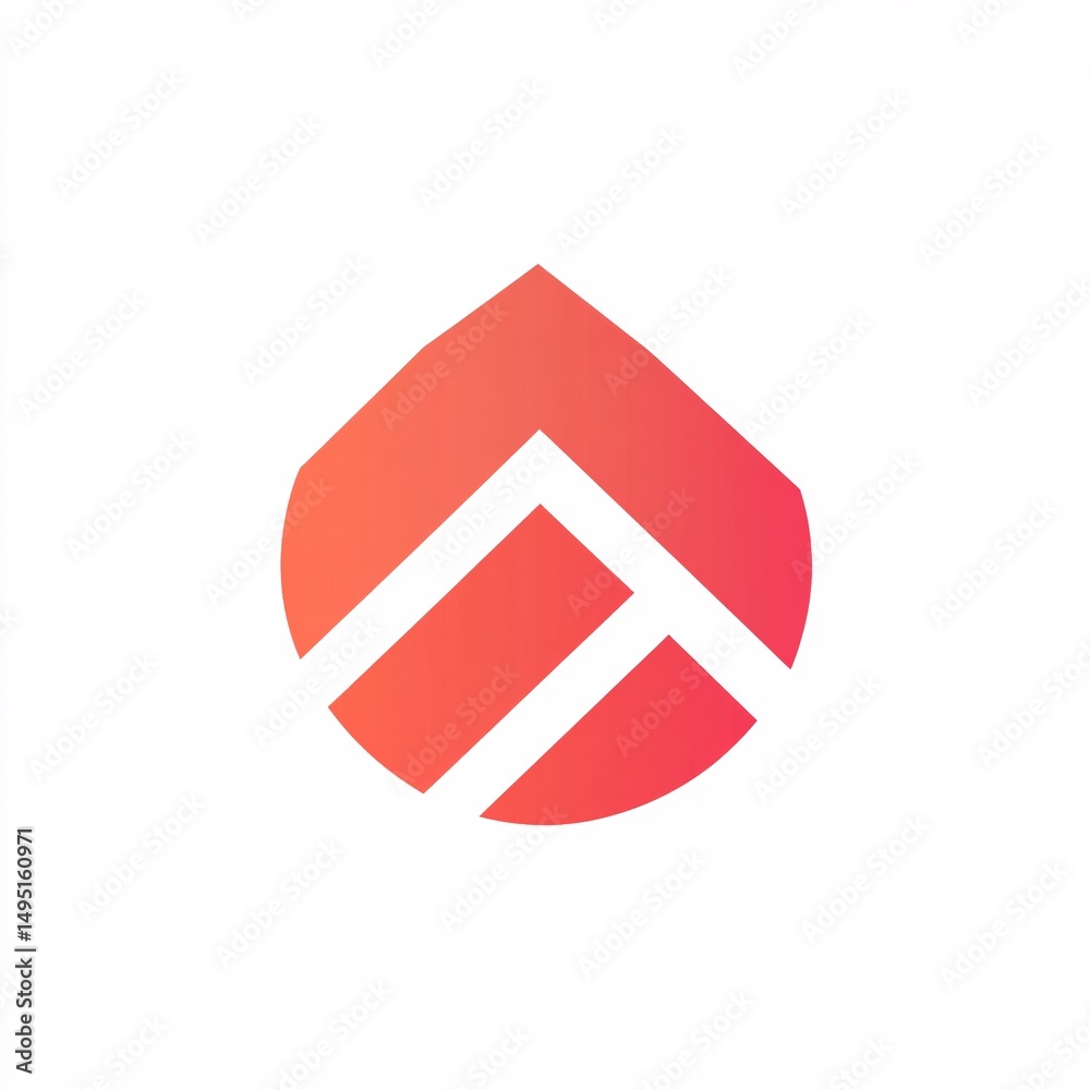 Poster Sleek minimalist logo design with red gradient arrow shape representing upward trajectory of business progress and success