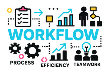 Innovating workflow processes with teamwork and efficiency in modern vector illustration