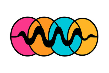 Modern vector illustration featuring colorful overlapping circles with a wave design in vibrant hues for a creative expression