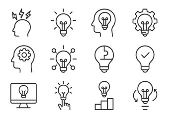 Modern vector illustrations of light bulbs representing creativity and innovative ideas in various formats and contexts
