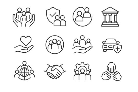 Visual representation of community support and care concepts in modern vector style for social services and teamwork