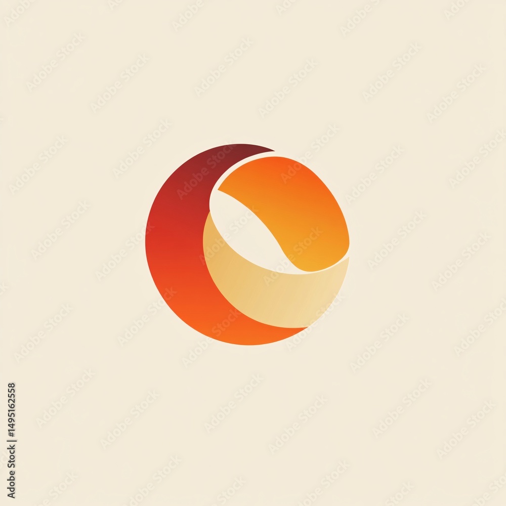 Poster Modern abstract circular design with overlapping shapes and warm colors, ideal for representing innovation, technology, and future concepts