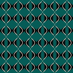 Naklejka premium seamless pattern abstract geometric background retro ogee 70s mid-century modern green graphic design print