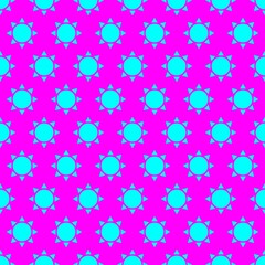 seamless abstract pattern with cyan sun on magenta background texture