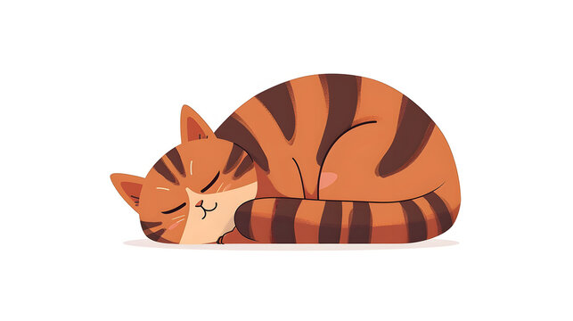 Cute sleeping orange striped cat illustration - Powered by Adobe