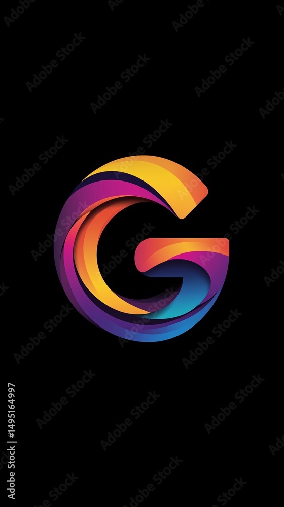 Leinwandbilder vibrant and swirling abstract design featuring the letter g, created with a colorful gradient effect