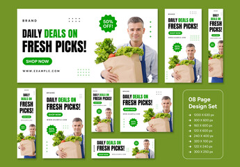 Fresh Market Grocery Web Ad Banner Template Design