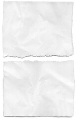 Crumpled torn paper with ripped edges isolated for message background, poster texture, note, clipart.