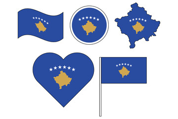 set of badges with flag of Kosovo vector illustration