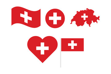 Fototapeta premium set of badges with flag of Switzerland vector illustration
