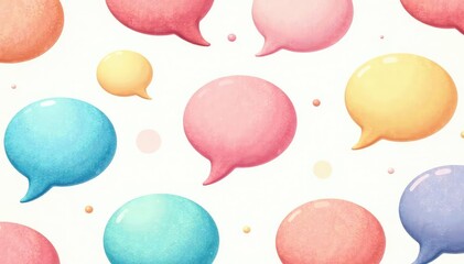 Seamless pastel speech bubble pattern on white background, geometric, kids, digital