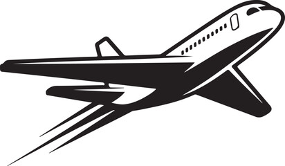 Airplane passenger travel silhouette icon. Aeroplane vector icon aircraft isolated symbol shape
