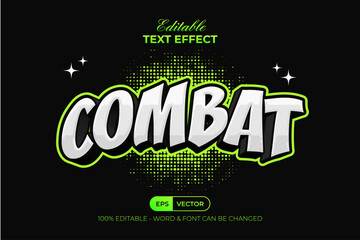 Combat Text Effect Cartoon Sticker Style. Editable Text Effect.