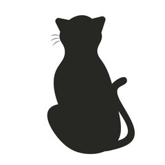 Minimalist back view of black cat