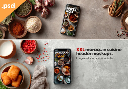 Food style mobile phone header design.