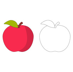 Cartoon Coloring Art Digital Apple Fruit Vectors Illustration