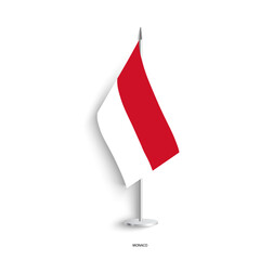 Monaco table flag on light grey background. Monaco desk flag isolated on grey background	
