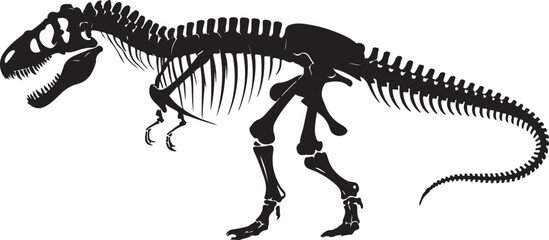 T rex dinosaur skeleton negative space silhouette illustration