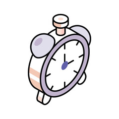 A captivating isometric outline icon of ringing alarm