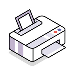 Trendy isometric icon showing a printer device